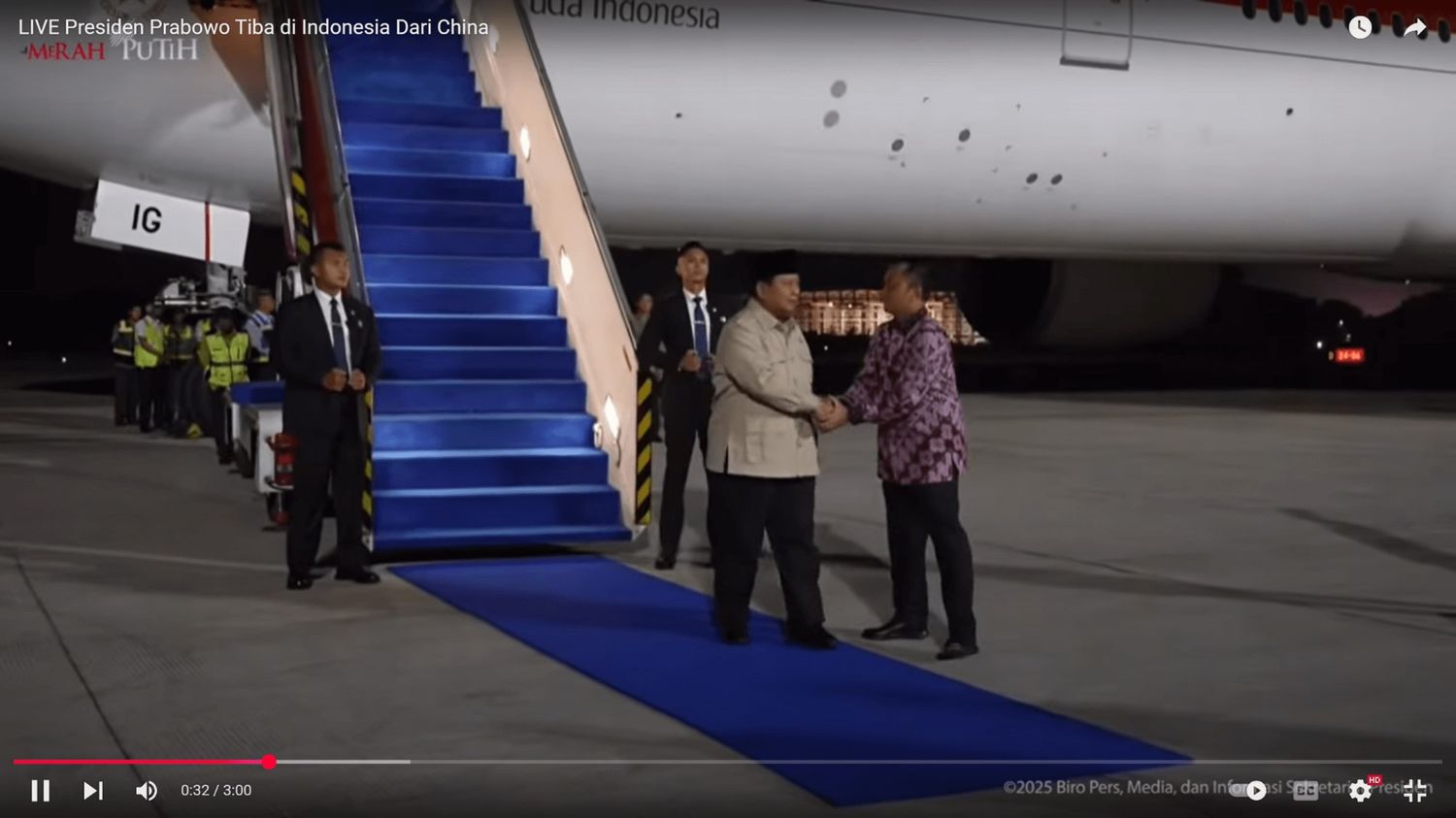 Usai Kunjungan Kerja ke Tiongkok, Presiden Prabowo Kembali ke Indonesia